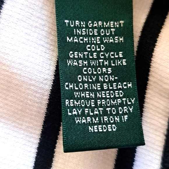 [Lauren Ralph Lauren] Black and White Striped Toggle Lightwight Sweater Size SP - Picture 5 of 8